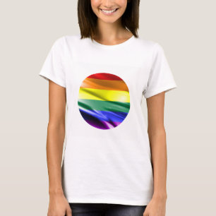 CAMISETA SEDA DEL CUADRADO DE LA BANDERA DEL ARCO IRIS