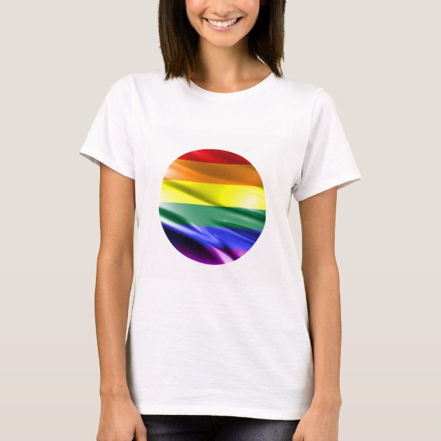 CAMISETA SEDA DEL CUADRADO DE LA BANDERA DEL ARCO IRIS (Anverso)