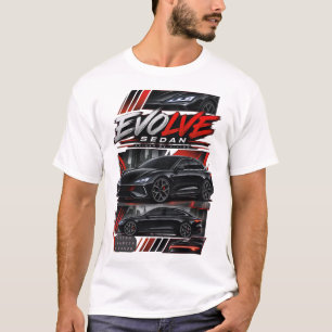 Camiseta Sedán deportivo eléctrico negro futurista - EVOLVE