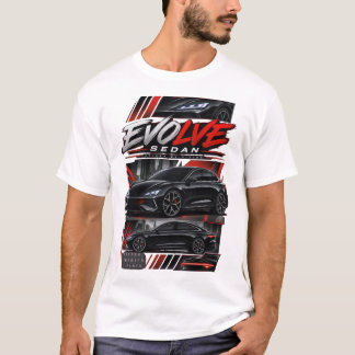 Camiseta Sedán deportivo eléctrico negro futurista - EVOLVE