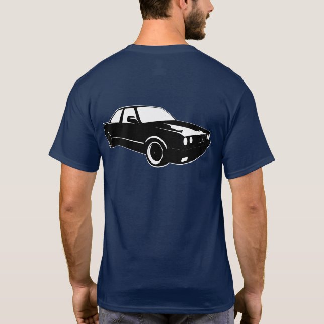 Camiseta Sedán e insignia de BMW E30 (Reverso)