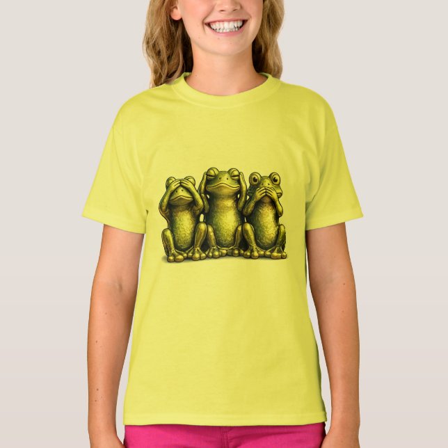 Camiseta See Hear Speak No Evil Funny Frogs (Anverso)