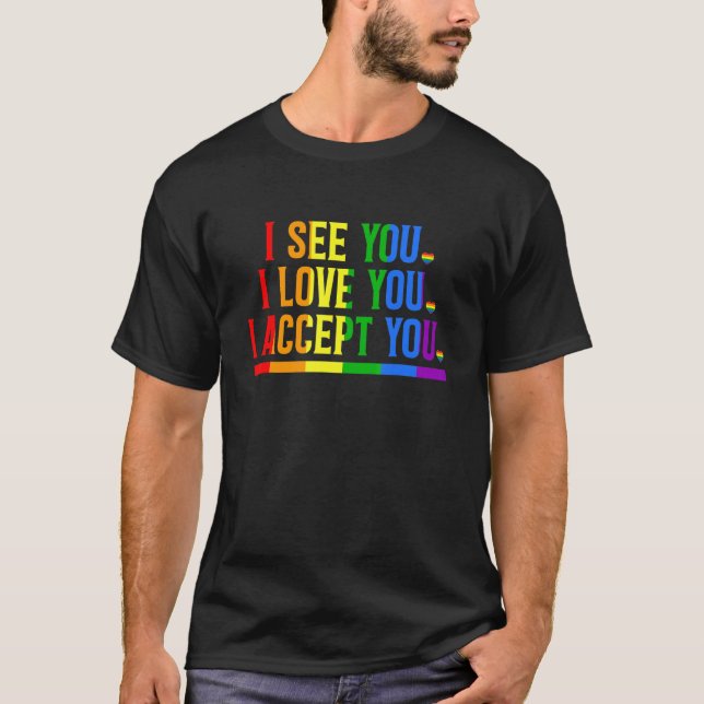 Camiseta See You Love You I Accept You Rainbow LGBT Pride M (Anverso)