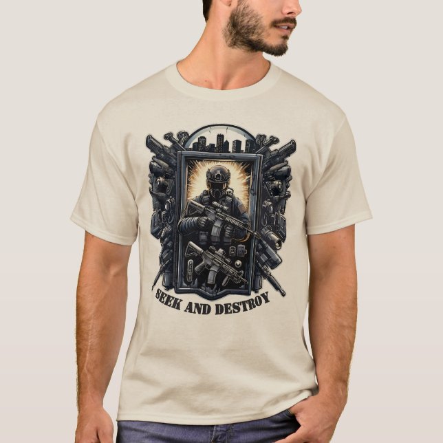 Camiseta Seek And Destroy Tactical Military Gaming Shirt (Anverso)