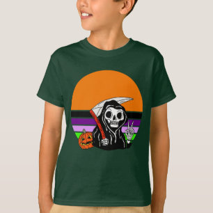 Camiseta Segador - Calabaza de Halloween en la puesta de so