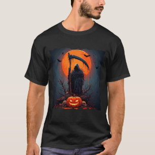Camiseta Segador con calabaza de Halloween y luna llena