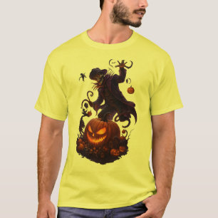 Camiseta Segador de Calabaza Oscura – Esqueleto de Hallowee