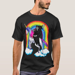 Camiseta Segador Divertido Montando Una Muerte De Unicornio