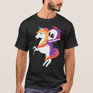 Camiseta Segador montando unicornio esqueleto lindo Hallowe