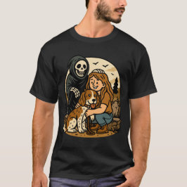 Camiseta Segador Siniestro con Arte de Esqueleto de Niña y 