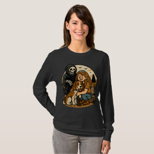 Camiseta Segador Siniestro con Arte de Esqueleto de Niña y