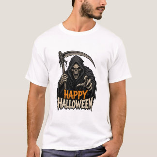 Camiseta Segador Siniestro Feliz Halloween Gráfico de Terro