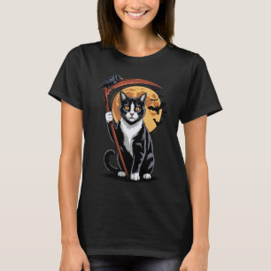 Camiseta Segador Sombrío Gato de Esmoquin de Halloween Mamá
