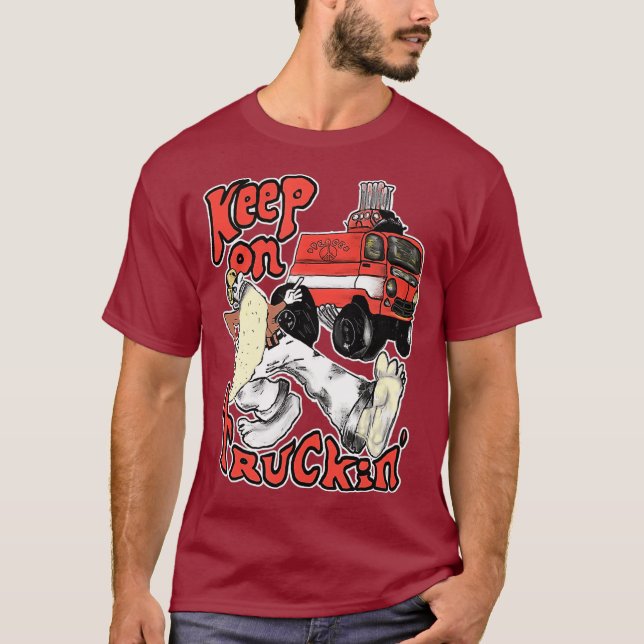 Camiseta Seguir En Camión Para Camioneros De Los Setenta (Anverso)