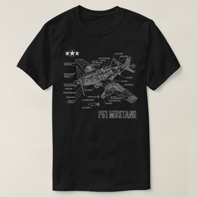 Camiseta Segunda Guerra Mundial avión de combate Mustang P5 (Diseño del anverso)