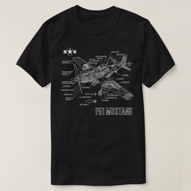 Camiseta Segunda Guerra Mundial avión de combate Mustang P5 (Diseño del anverso)