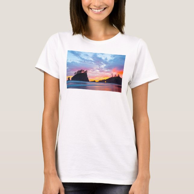 Camiseta Segunda playa al atardecer, Washington (Anverso)