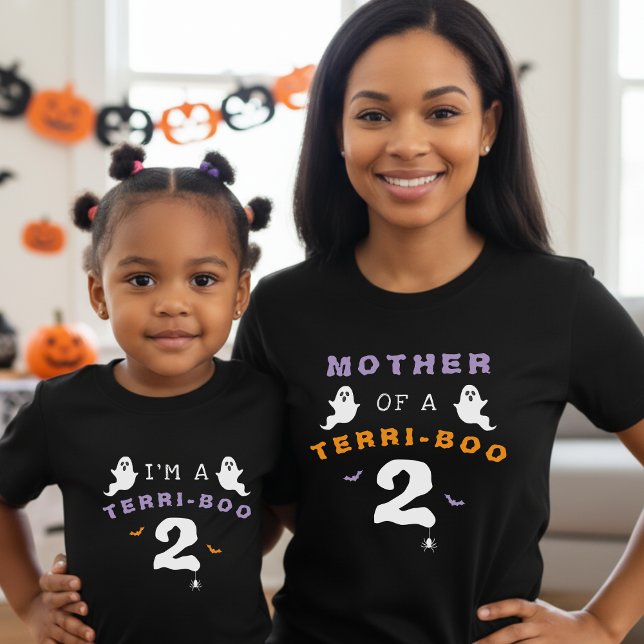 Camiseta Segundo cumpleaños de Halloween Madre fantasma Ter (Halloween 2nd Birthday Terri-Boo Twos Ghost Mother T-Shirt
)