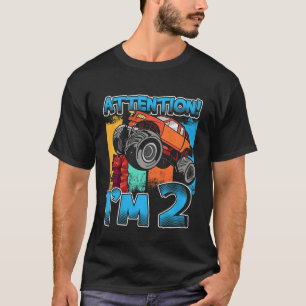 Camiseta Segundo cumpleaños, Monster Truck, tengo 2 años