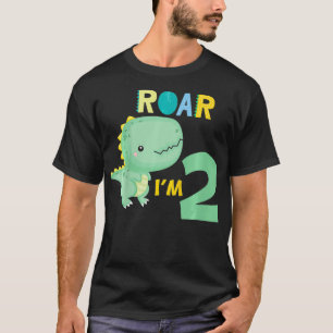 Camiseta Segundo cumpleaños Tirannosauro de dos años Re D