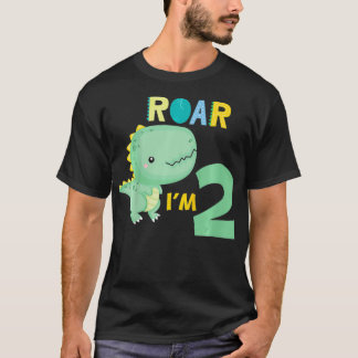 Camiseta Segundo cumpleaños Tirannosauro de dos años Re D