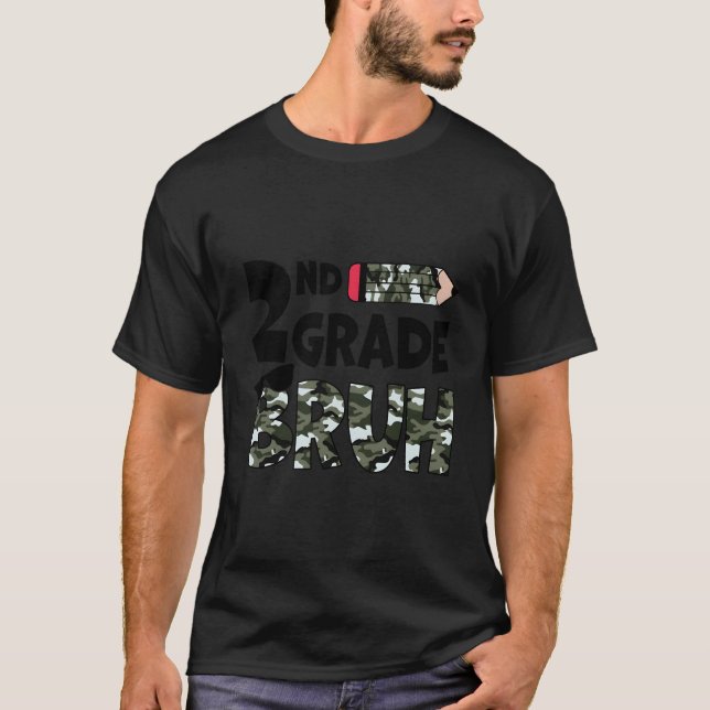 Camiseta Segundo Grado Bruh Camo Pencils Boy Kids 2º Grado (Anverso)