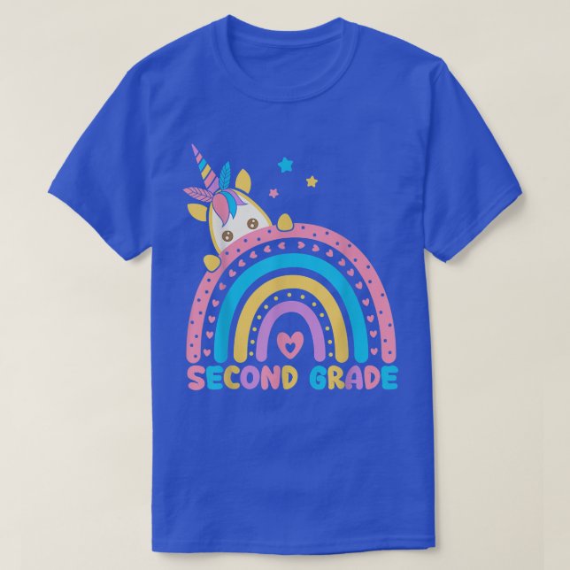 Camiseta Segundo Grado De Arcoiris Unicornio De Vuelta A La (Diseño del anverso)