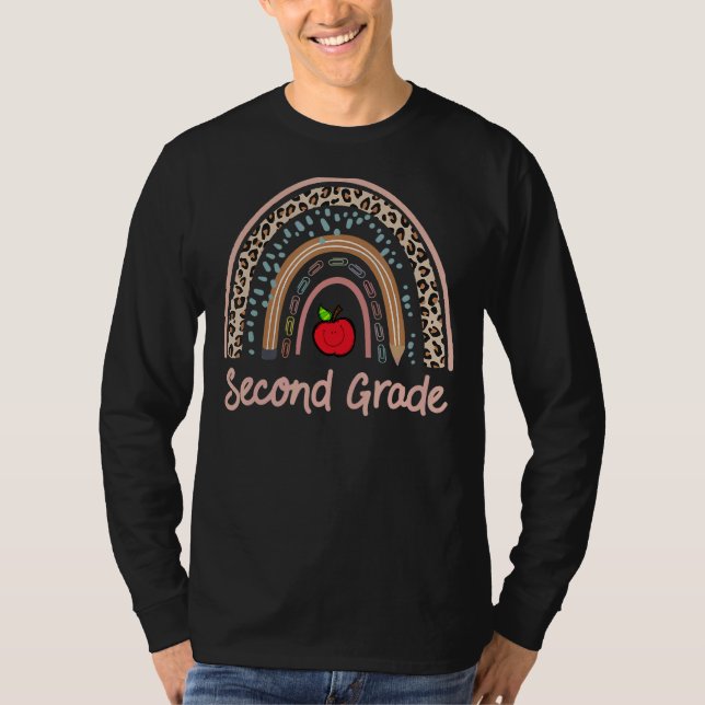 Camiseta Segundo Grado De Leopardo Arcoiris Primer Día De L (Anverso)