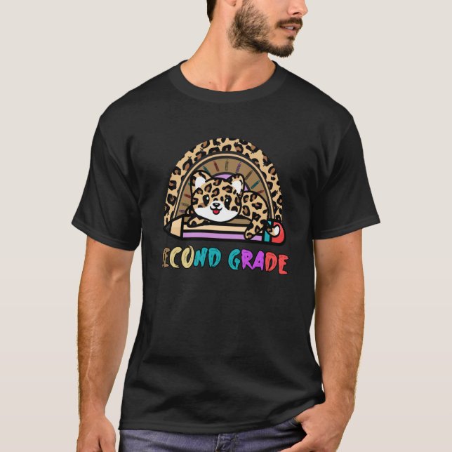 Camiseta Segundo grado Leopard Chicas arcoiris Maestra 2n (Anverso)