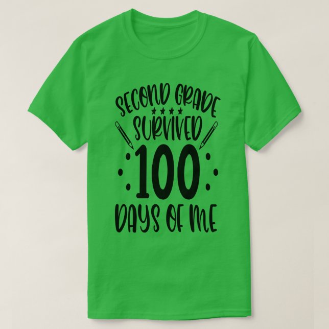 Camiseta segundo grado sobrevivió a 100 días de mecita typo (Diseño del anverso)