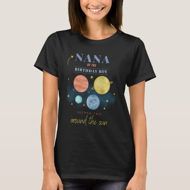Camiseta Segundo Viaje de Nana por el espacio solar (Anverso)