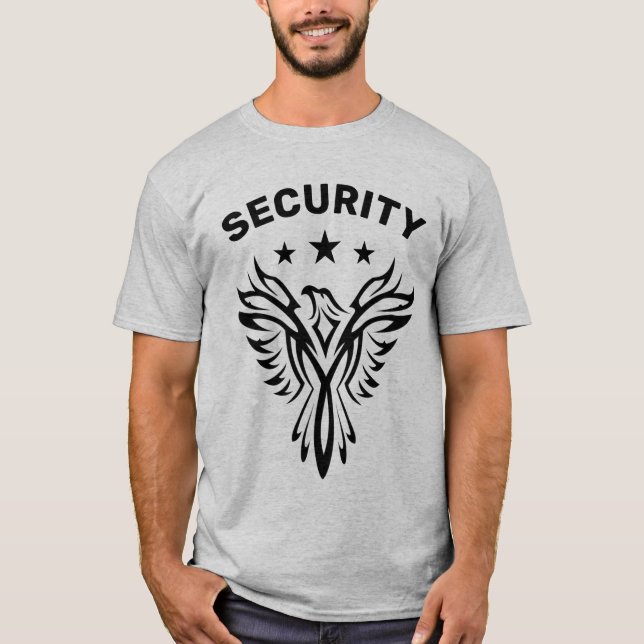 Camiseta Seguridad de águila negra y plata (Anverso)