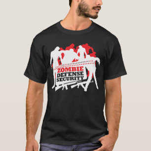 Camiseta Seguridad de la defensa del zombi - blanco y rojo