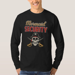 Camiseta Seguridad de Sirena Vintage Pirata Cráneo Cruzado