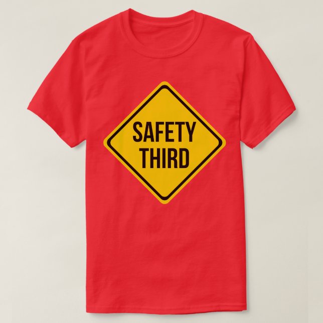 Camiseta Seguridad Tercer Chiste de Rótulo vial (Diseño del anverso)