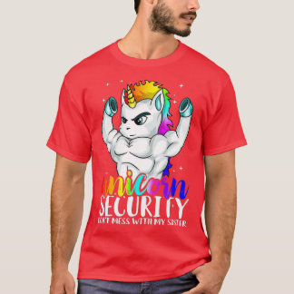 Camiseta Seguridad Unicornio No Se Entretiene Con Mi Herman