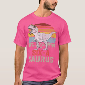 Camiseta Seis A Saurus Cumpleaños T Rex Niños De 6 Años 6ª 