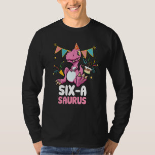 Camiseta Seis A Saurus Dinosaur Cute Kiddo Rex