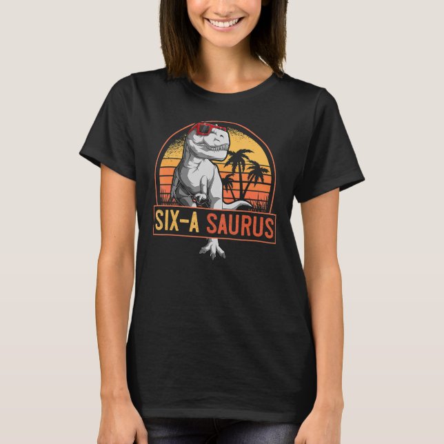 Camiseta Seis años de edad cumpleaños de dinosaurios a Saur (Anverso)