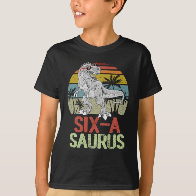 Camiseta Seis cumpleaños de los dinosaurios de Saurus 6º TR (Anverso)