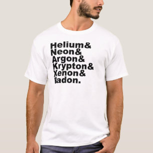 Camiseta Seis Gases Nobles en la Tabla Periódica de los Ele