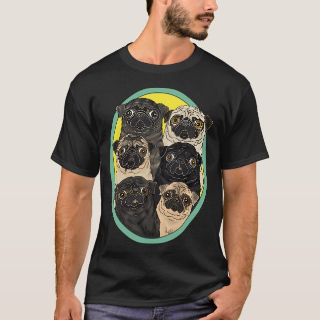 Camiseta Seis Pugs por FivePugs (Anverso)