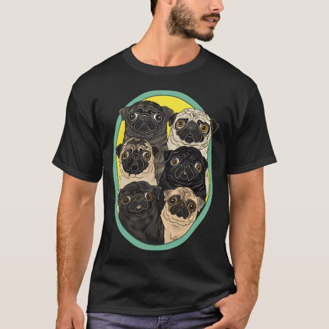 Camiseta Seis Pugs por FivePugs (Anverso)