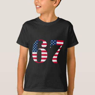 Camiseta Seis Siete 67 Meme Divertido Bandera Americana Hal