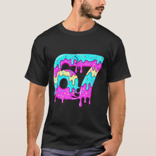 Camiseta Seis Siete 67 Meme Goteante Número 67 Helado 