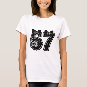 Camiseta Seis Siete 67 Meme Número 67 Bow Coqueto Mujeres C