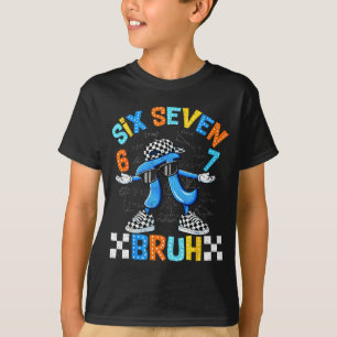 Camiseta Seis siete bruh 3.14 número a cuadros 67 meme niño