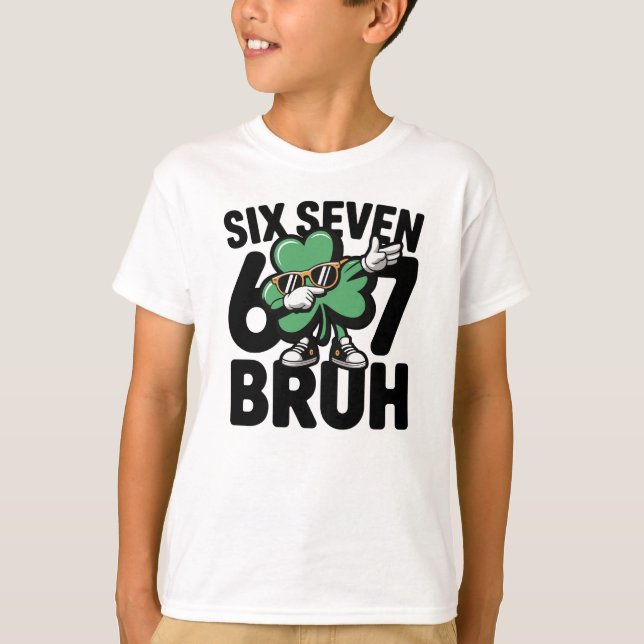 Camiseta Seis Siete Bruh Divertido Shamrock Dabbing Día de  (Anverso)