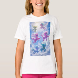 Camiseta Seis unicornios volando en el cielo