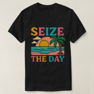 Camiseta SEIZE THE DAY Glitter Typography Tropical Sunset